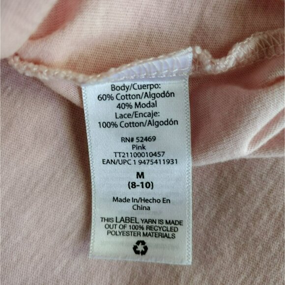 Pink Lace Detail Sleeveless Top by Time and Tru, Size Medium, Cotton Summer Tank - Picture 4 of 8